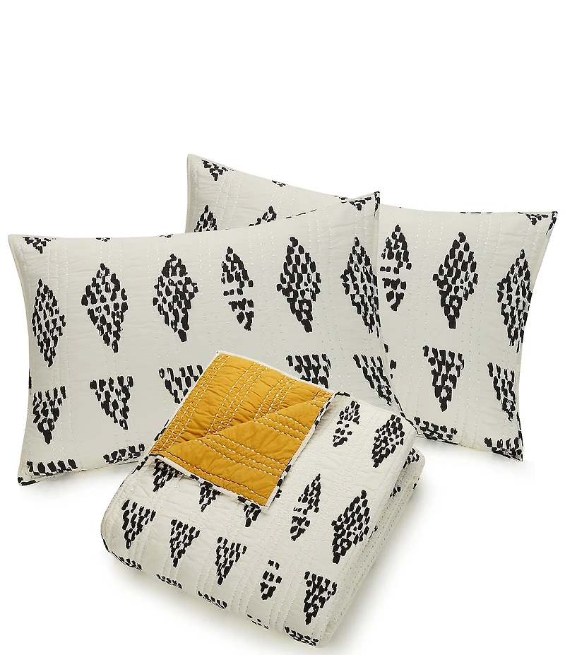 Jungalow Prosperity Geometric Pattern Reversible Mini Quilt Set