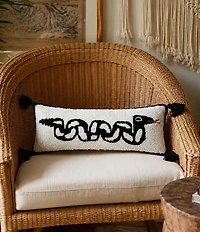 Jungalow SSSSNAKE Hand-Hooked Wool Tassel Lumbar Throw Pillow