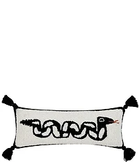 Jungalow SSSSNAKE Hand-Hooked Wool Tassel Lumbar Throw Pillow