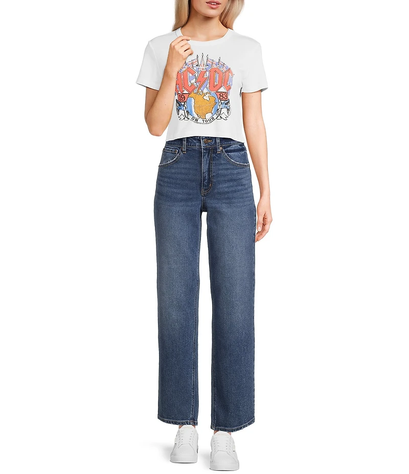Junk Food ACDC 1983 On Tour Crew Neck Short Sleeve Cropped Graphic T-Shirt