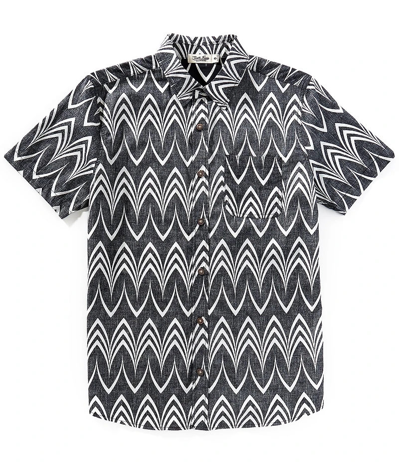 Junk Food Enoki Geometric Printed Short Sleeve Poplin Shirt