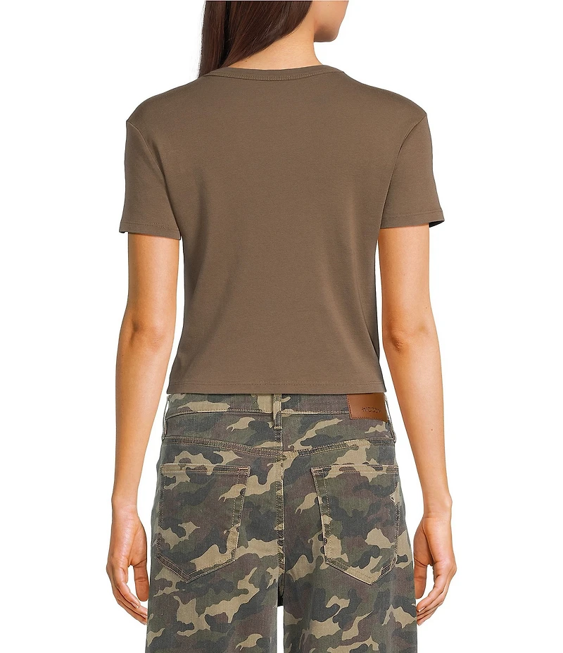 Junk Food Horses Graphic Crew Neck Short Sleeved Cropped Tee