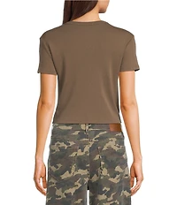 Junk Food Horses Graphic Crew Neck Short Sleeved Cropped Tee