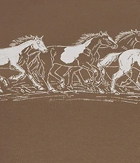 Junk Food Horses Graphic Crew Neck Short Sleeved Cropped Tee