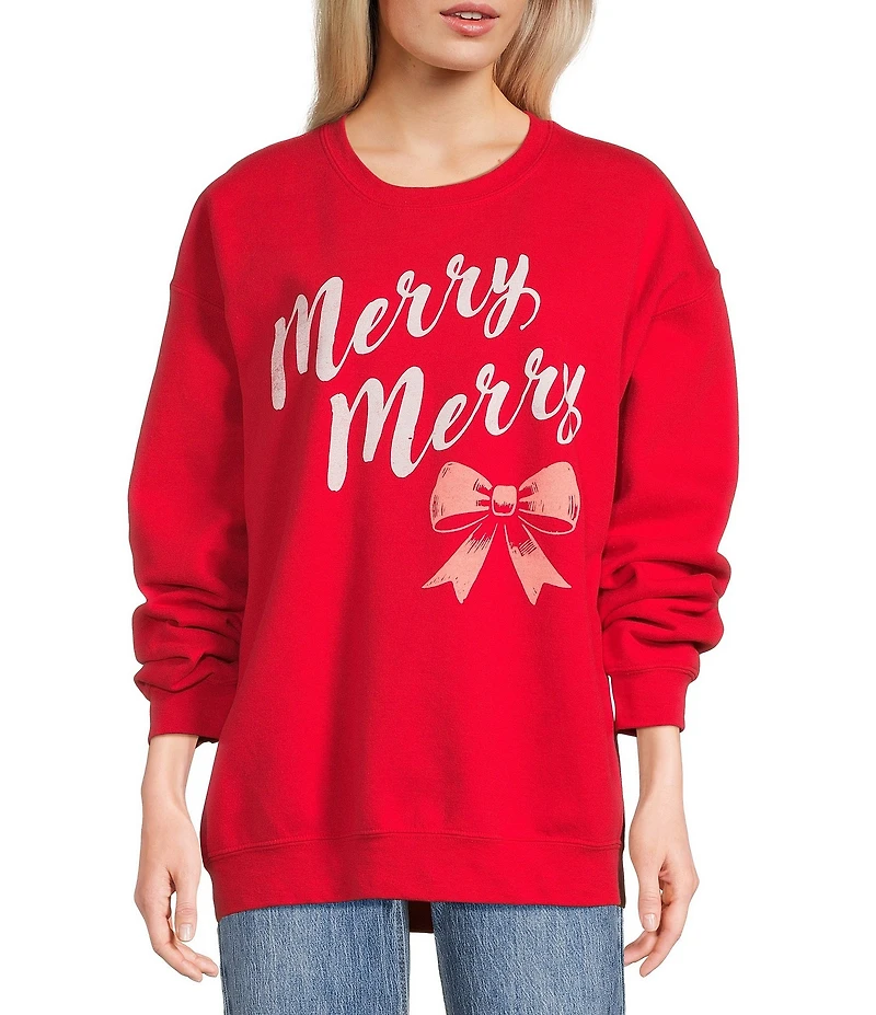 Junk Food Merry Merry Long Sleeve Fleece Sweatshirt