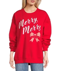 Junk Food Merry Merry Long Sleeve Fleece Sweatshirt