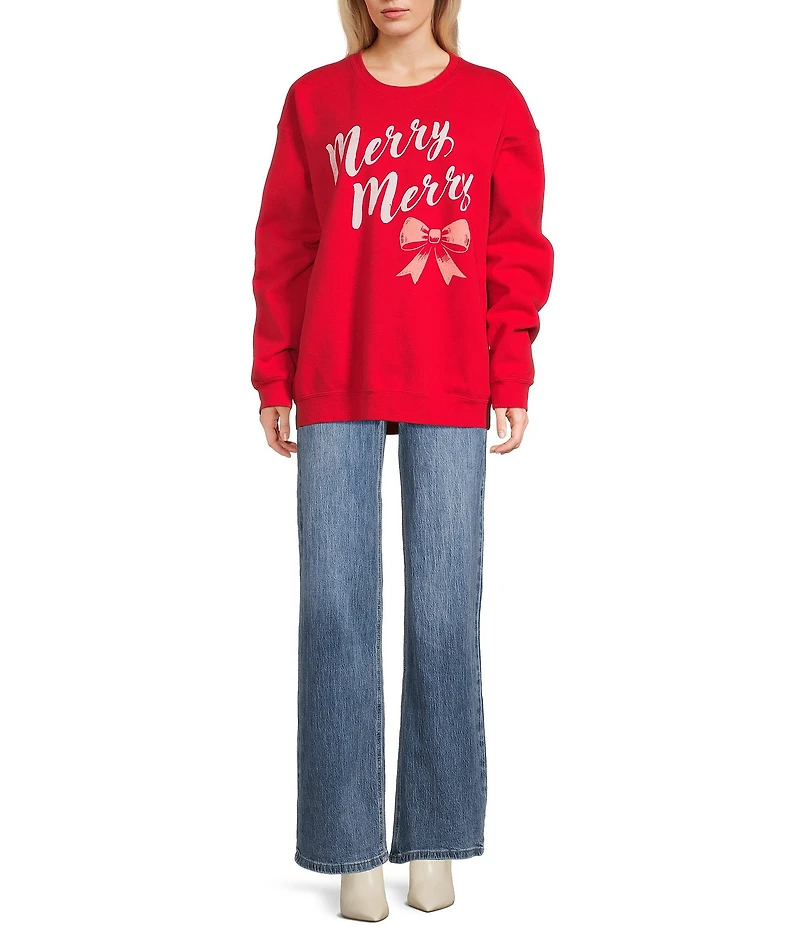 Junk Food Merry Merry Long Sleeve Fleece Sweatshirt