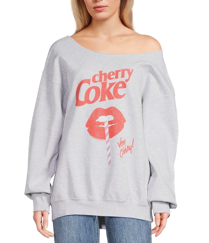 Junk Food Off The Shoulder Cherry Coke Long Sleeve Sweatshirt