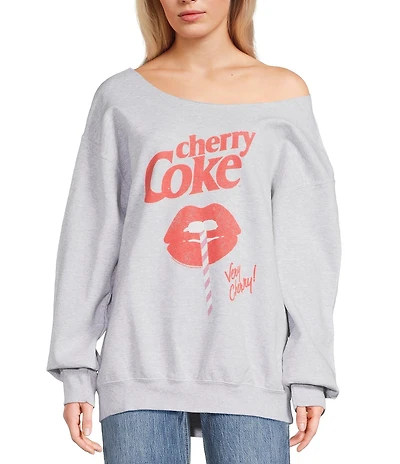 Junk Food Off The Shoulder Cherry Coke Long Sleeve Sweatshirt