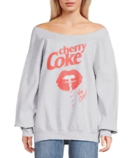 Junk Food Off The Shoulder Cherry Coke Long Sleeve Sweatshirt