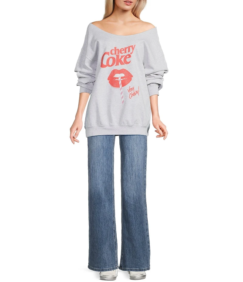 Junk Food Off The Shoulder Cherry Coke Long Sleeve Sweatshirt