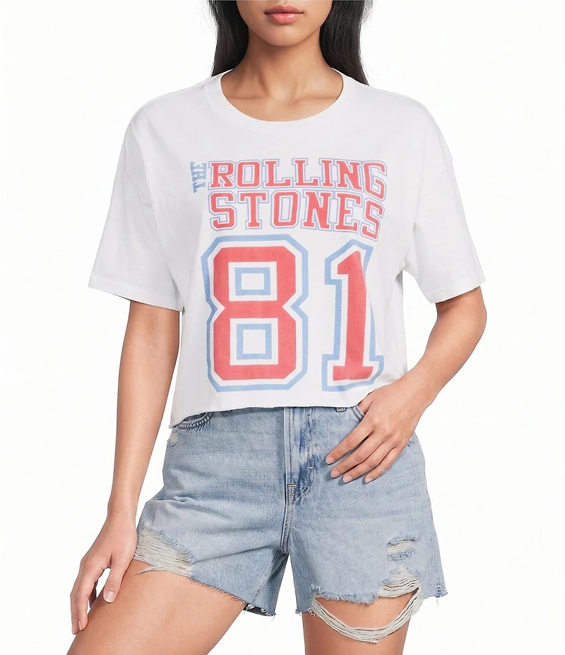 Junk Food The Rolling Stones Cropped Raw Edge Tee