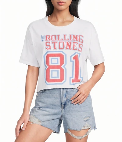 Junk Food The Rolling Stones Cropped Raw Edge Tee