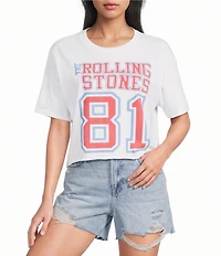 Junk Food The Rolling Stones Cropped Raw Edge Tee