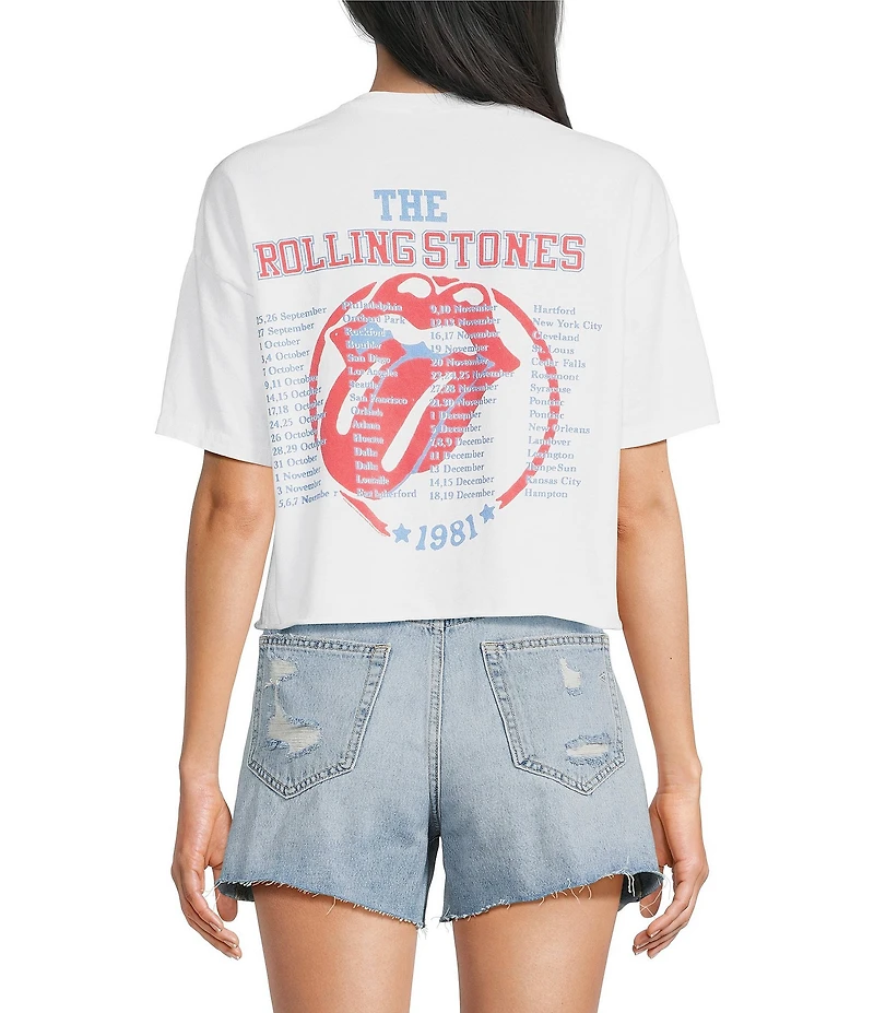 Junk Food The Rolling Stones Cropped Raw Edge Tee