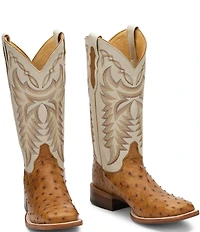 Justin Boots Men's Pascoe 13#double; Full Ostrich Quill Western Boots