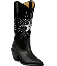 Justin Boots Reba Radio Suede and Leather Studded Western Boots