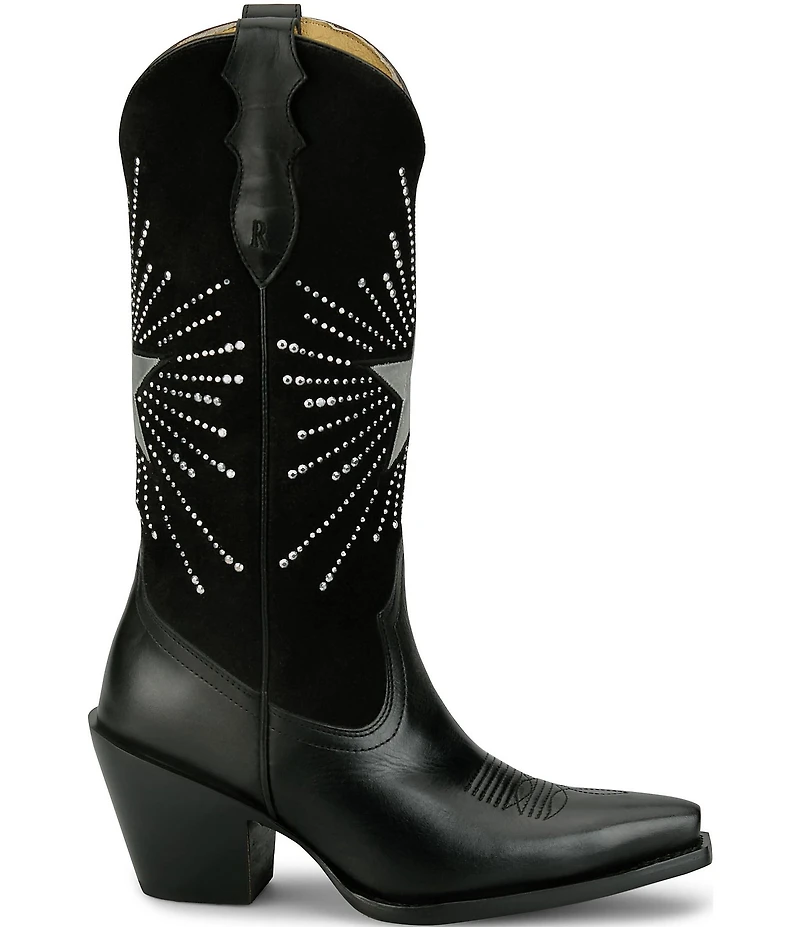 Justin Boots Reba Radio Suede and Leather Studded Western Boots