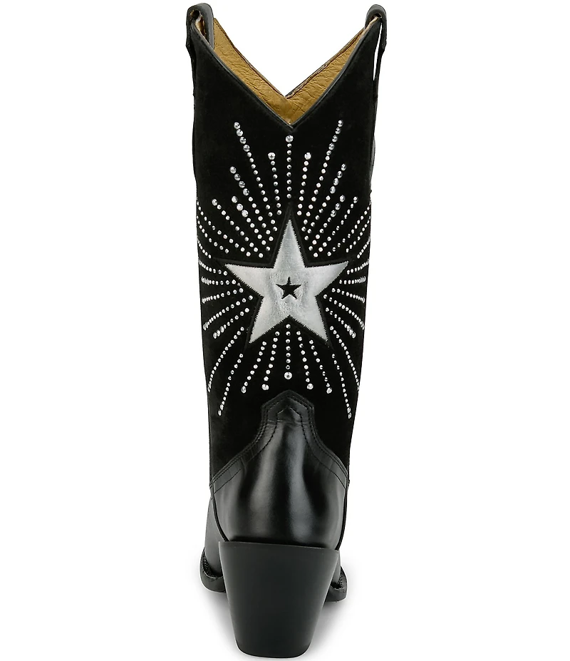 Justin Boots Reba Radio Suede and Leather Studded Western Boots