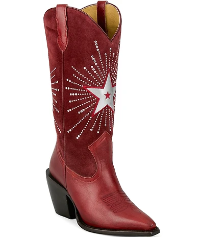 Justin Boots Reba Radio Suede and Leather Studded Western Boots