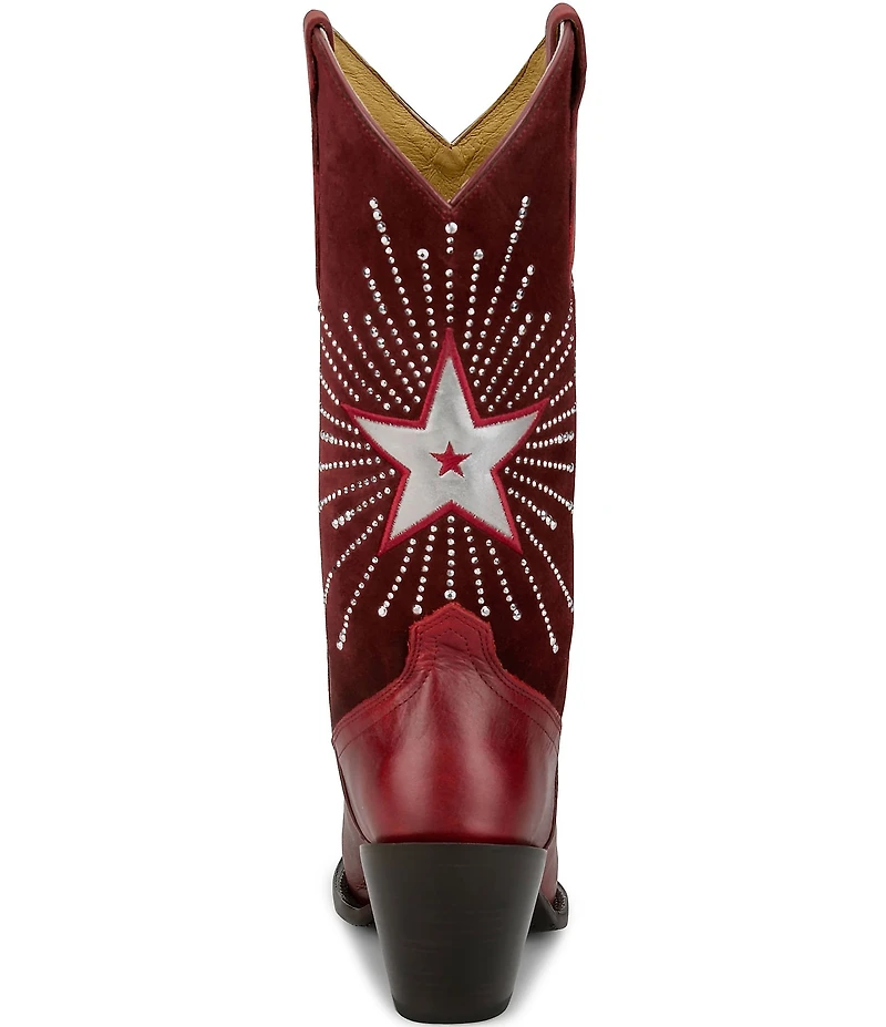 Justin Boots Reba Radio Suede and Leather Studded Western Boots