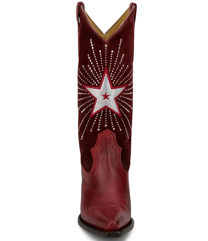 Justin Boots Reba Radio Suede and Leather Studded Western Boots