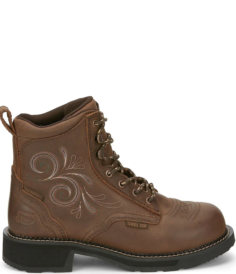 Justin Boots Katerina Leather Waterproof Steel Toe Work Booties