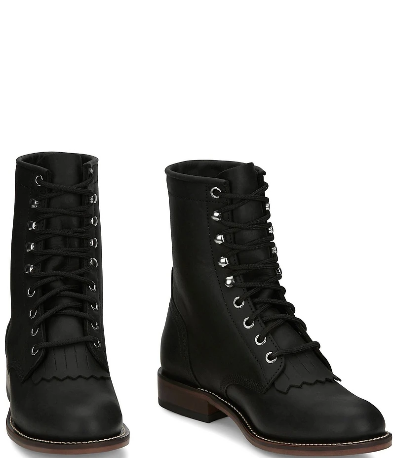 Justin Boots Mckean Leather Kiltie Lace Up Booties