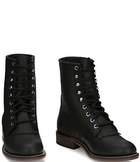 Justin Boots Mckean Leather Kiltie Lace Up Booties