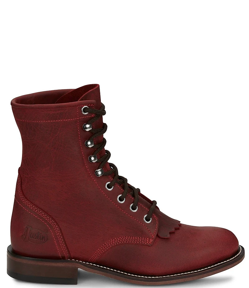 Justin Boots Mckean Leather Kiltie Lace Up Booties