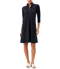 Karen Kane 3/4 Sleeve Zip-Up Travel Jersey A-Line Dress