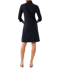 Karen Kane 3/4 Sleeve Zip-Up Travel Jersey A-Line Dress
