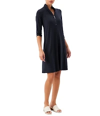 Karen Kane 3/4 Sleeve Zip-Up Travel Jersey A-Line Dress