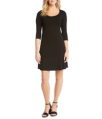 Karen Kane Scoop Neck 3/4 Sleeve Fit and Flare Knit Dress