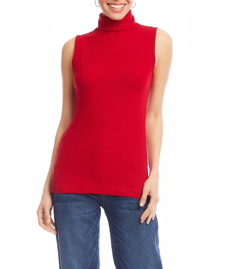 Karen Kane Brushed Rib Knit Turtleneck Tank