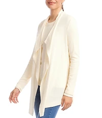 Karen Kane Brushed Ribbed Draped Long Sleeve Open Front Cardigan