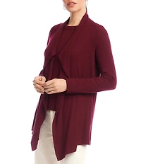 Karen Kane Brushed Ribbed Draped Long Sleeve Open Front Cardigan