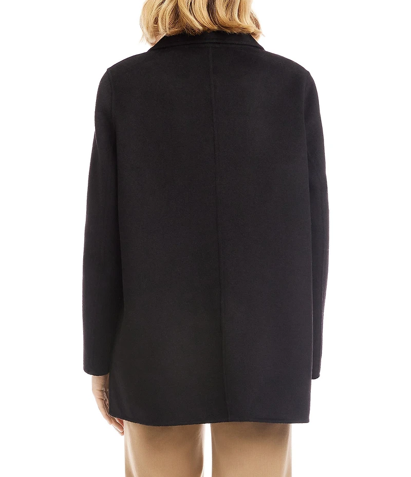 Karen Kane Brushed Wool Blend Oversized Notch Collar Statement Button Front Long Sleeve Blazer