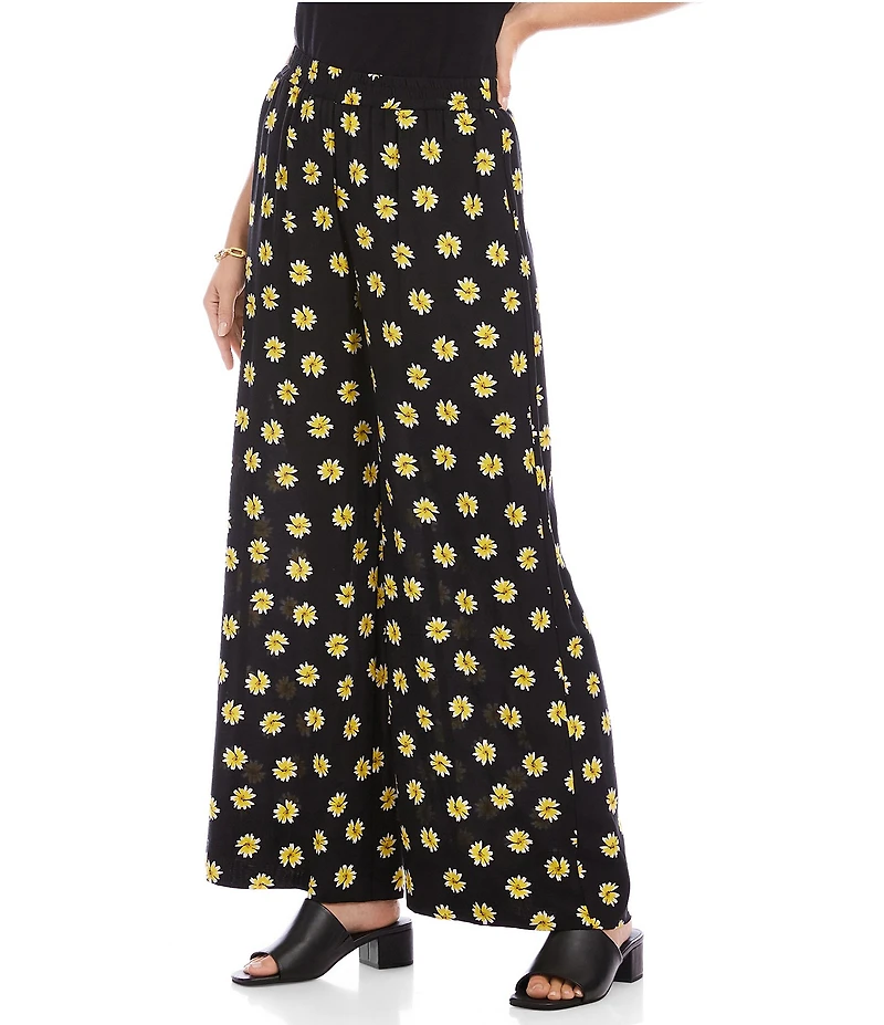Karen Kane Floral Print High Rise Wide Leg Pants