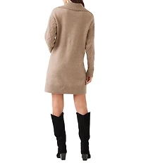 Karen Kane Cable Knit Polo Collar Long Sleeve Sweater Dress