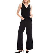 Karen Kane Camila Travel Jersey V-Neck Sleeveless Jumpsuit