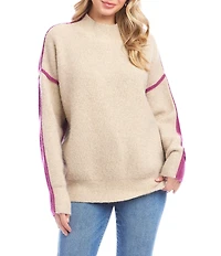 Karen Kane Colorblock Mock Neck Long Sleeve Sweater