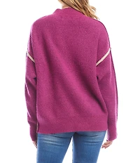 Karen Kane Colorblock Mock Neck Long Sleeve Sweater