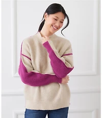 Karen Kane Colorblock Mock Neck Long Sleeve Sweater
