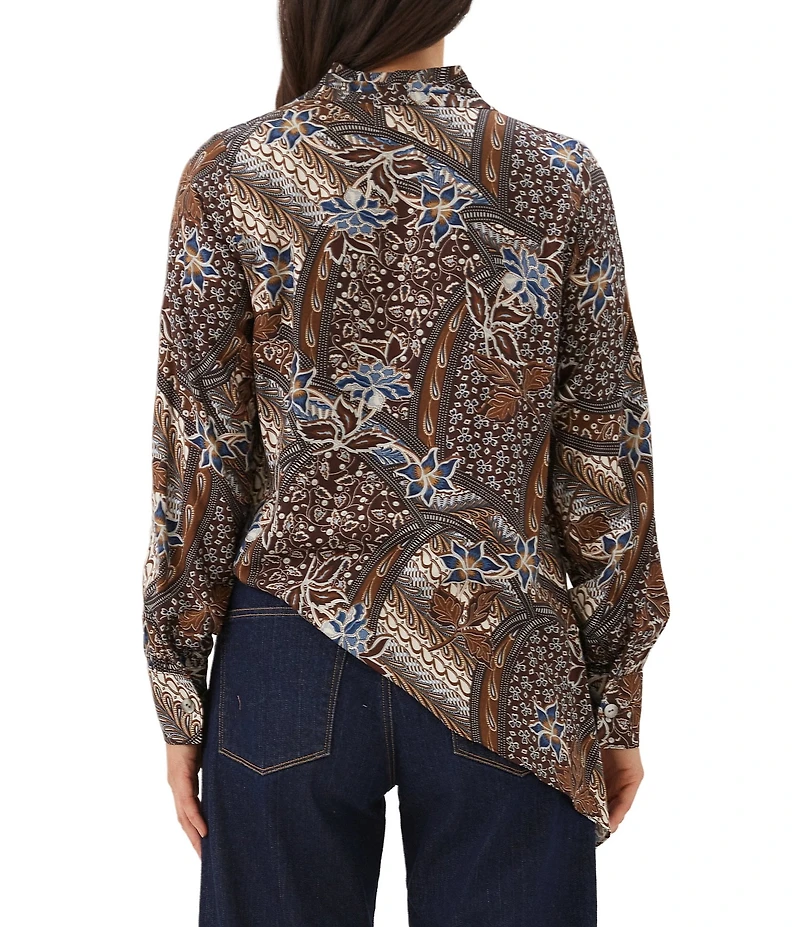 Karen Kane Contrast Double Layer Wrap Long Sleeve Top