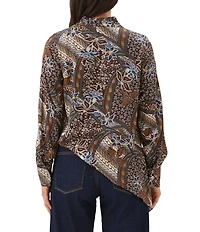 Karen Kane Contrast Double Layer Wrap Long Sleeve Top