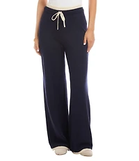 Karen Kane Contrast Drawstring Coordinating Wide Leg Sweater Knit Pants