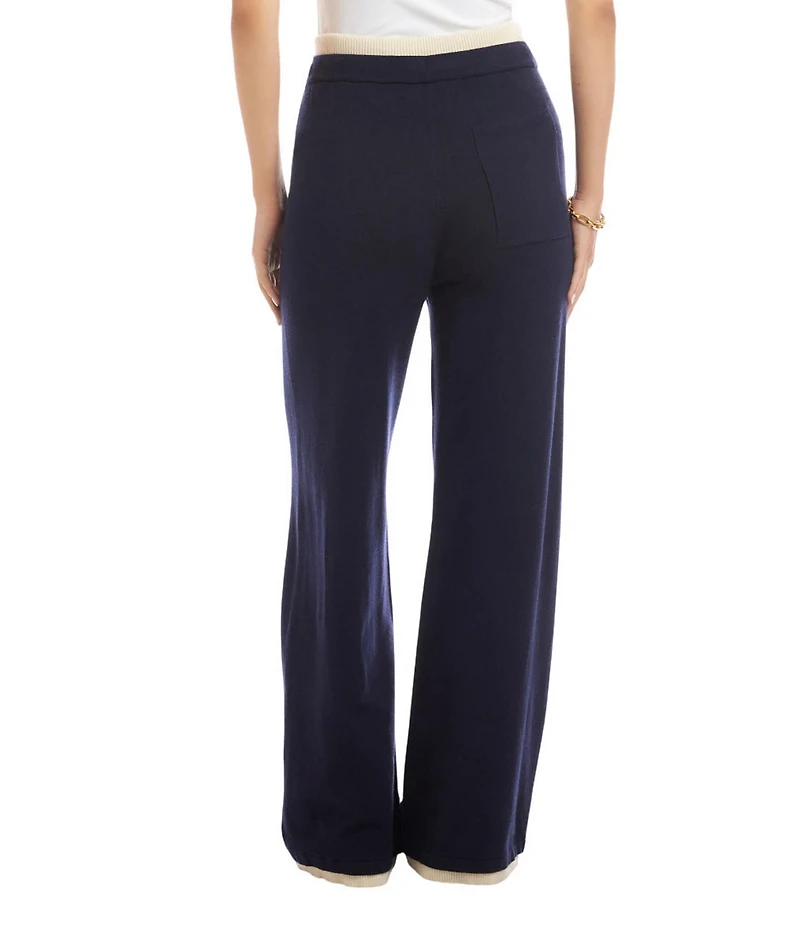Karen Kane Contrast Drawstring Coordinating Wide Leg Sweater Knit Pants