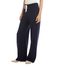 Karen Kane Contrast Drawstring Coordinating Wide Leg Sweater Knit Pants