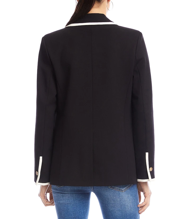 Karen Kane Contrast Ponte Knit Notch Lapel One Button Blazer